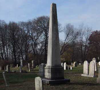 An obelisk grave marker