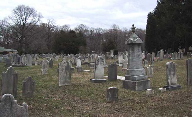wide view across the cemetery