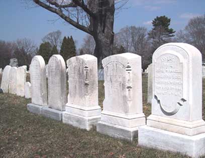 row of 19th-century gravestones
