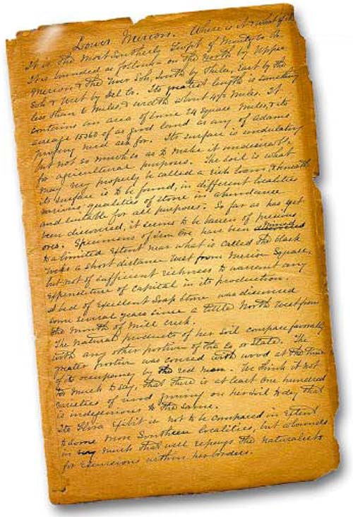 yellowed, frayed sheet of paper with script handwriting