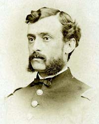 formal head and shoulders three quarters shot, officer in dress uniform, with mustache, bushy sideburns, clean-shaven chin