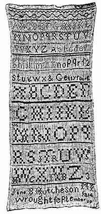 textile woven with alphabet