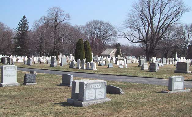 wide view across the cemetery