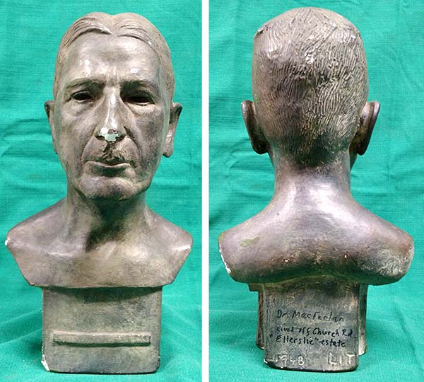 front and back views of bust